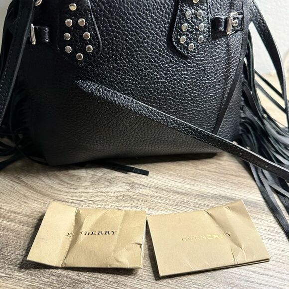 Burberry Black Leather Baby Banner Fringe Crossbody Shoulder Bag 100% Authentic - Picture 3 of 13